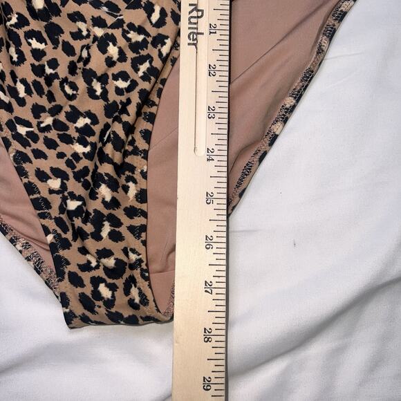 Aerie Swimsuit Size L Leopard Print Wrap One Piece Spaghetti Full Coverage Beach - Picture 5 of 12